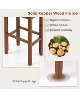 Sugift 2 Pieces 31 Inch Upholstered Bar Stool Set with Solid Rubber Wood Frame and Footres