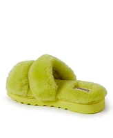 Fireside by Dearfoams Women's Benalla Genuine Shearling Double Band Fuzzy Slide Slipper