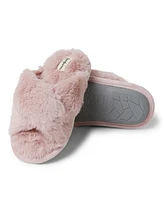 Dearfoams Girls Jess Furry Fuzzy Crossband Slide Slipper