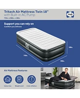 Sealy Tritech Twin Sized 18" Air Mattress Bed 2 Person w/Built-In Ac Pump & Bag