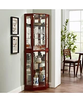 Slickblue 6-Shelf Corner Curio Display Cabinet with Lights and Mirrors