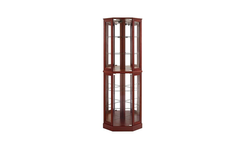 Slickblue 6-Shelf Corner Curio Display Cabinet with Lights and Mirrors