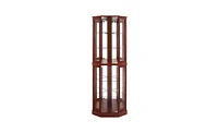 Slickblue 6-Shelf Corner Curio Display Cabinet with Lights and Mirrors