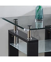 Slickblue Clear Glass Top Side Table Modern End Table for Home Decor