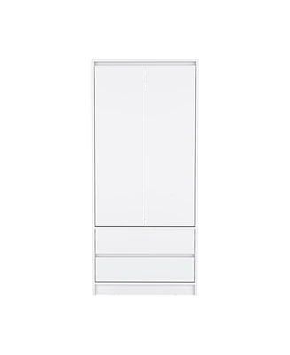 Palmer 2 Drawers Armoire, Wardrobe Closet with Hanging Rod, White