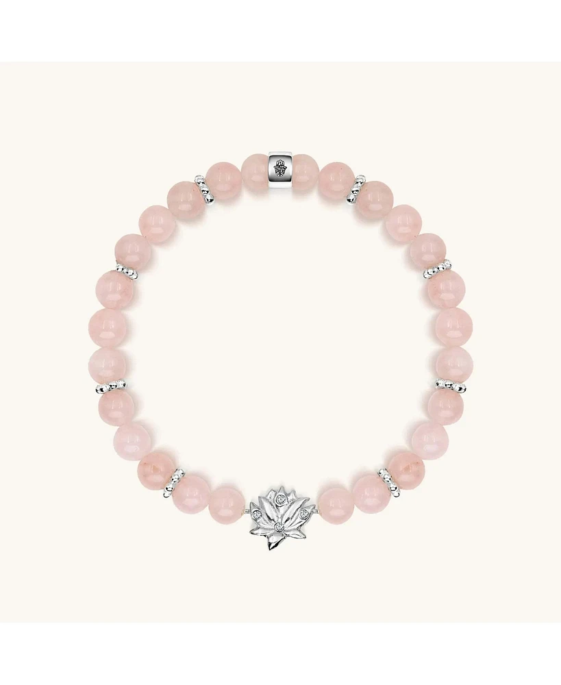 Karma and Luck Emotion Renewal - Rose Quartz Lotus Charm Bracelet