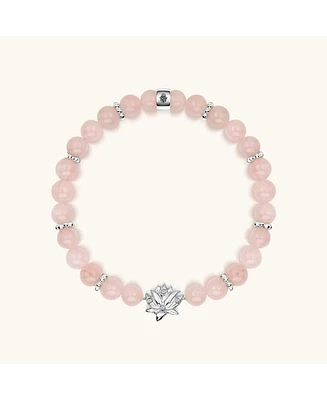 Karma and Luck Emotion Renewal - Rose Quartz Lotus Charm Bracelet