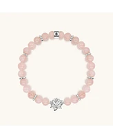 Karma and Luck Emotion Renewal - Rose Quartz Lotus Charm Bracelet