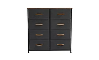 Slickblue 4-Tier Wide Drawer Dresser, Gray Storage Unit with 8 Fabric Drawers, Metal Frame & Wooden Top for Closets