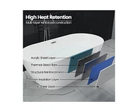 gaomon Luxurious 67-Inch Deep Soaking Acrylic Freestanding Bathtub with Sloped Lumbar Support, Glossy White Finish, Chrome Drain, cUPC Certified