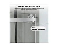 gaomon Shower Door, 44-48" W × 76" H Frameless Sliding Shower Door,Waterproof Glass Shower Door with Stainless Steel Handle and Seal Strip, 5/16"