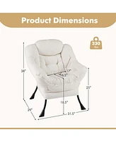 Costway Large Lazy Chair with Cozy Head Pillow Stylish Tufted Back & Seat Armrests