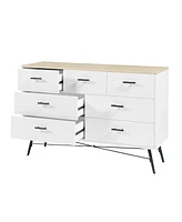 Slickblue 7-Drawer Dresser for Bedroom, Modern White Chest with Deep Drawers, Wood Storage Unit for Living Room