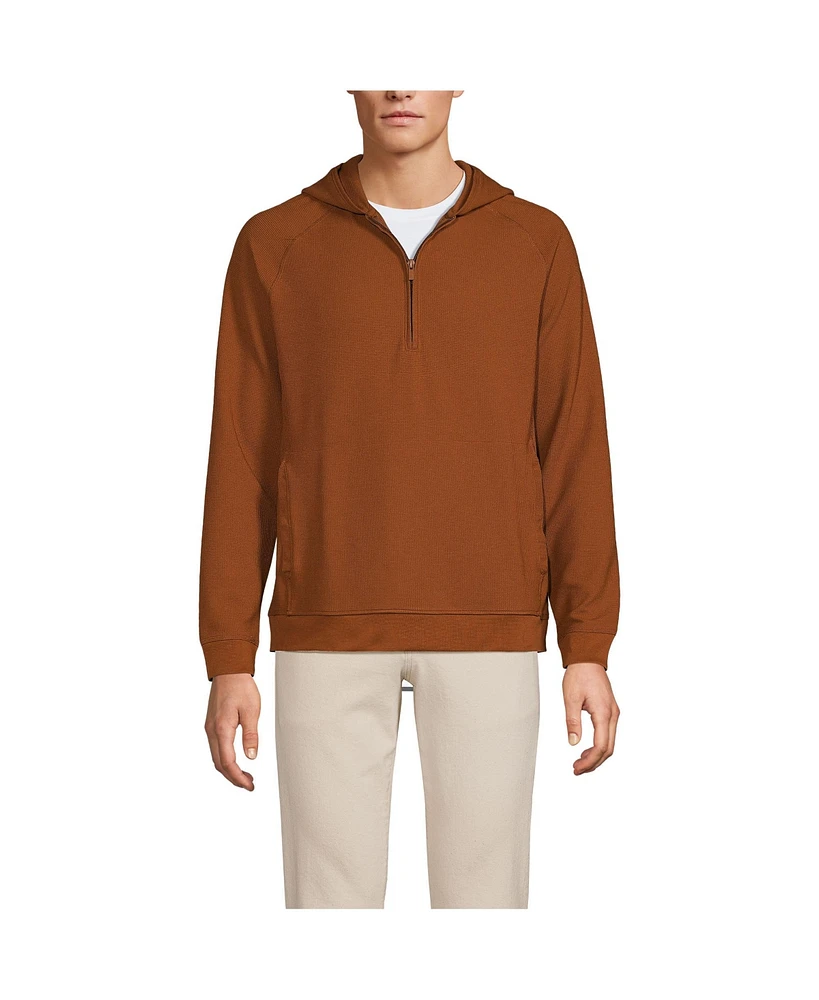 Lands' End Men's Long Sleeve Waffle Quarter Zip Hoodie
