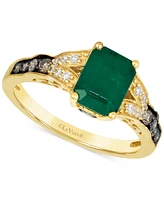 Le Vian Emerald (1-2/5 ct. t.w.), Chocolate Diamond (1/4 ct. t.w.) & Vanilla Diamond (1/10 ct. t.w.) Ring in 14k Honey Gold