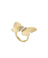 Fossil Butterfly Stainless Steel Center Focal Ring