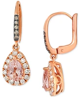 Le Vian Peach Morganite (1 ct. t.w.), Nude Diamond (3/8 ct. t.w.) & Chocolate Diamond (1/10 ct. t.w.) Teardrop Earrings in 14k Strawberry Gold