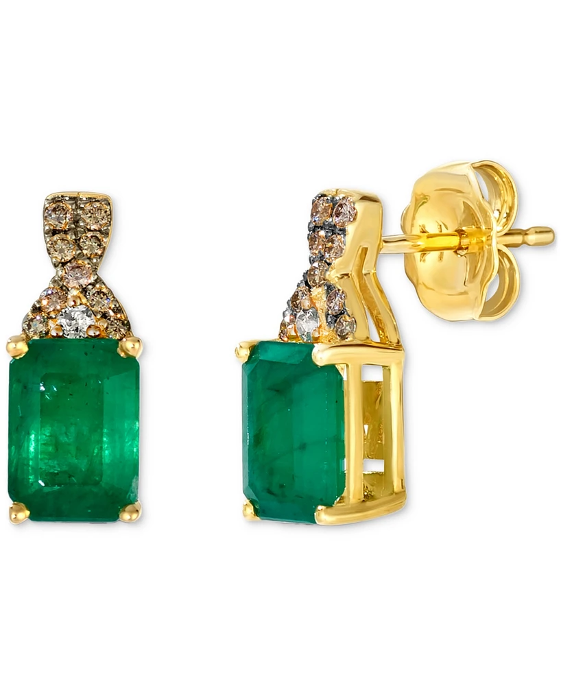 Le Vian Emerald (1-1/2 ct. t.w.), Chocolate Diamond (1/10 ct. t.w.) & Nude Diamond Accent Drop Earrings in 14k Honey Gold