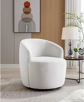 Streamdale Furniture Velvet Fabric Swivel Accent Armchair Barrel Chair With Powder Coating Metal Ring