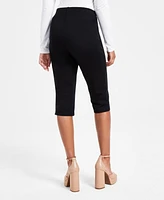 Bar Iii Women's Double-Zip Ponte-Knit Capri Pants, Exclusively at Macy's