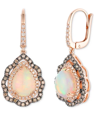 Le Vian Neopolitan Opal (2-1/2 ct. t.w.), Nude Diamond (1/3 ct. t.w.) & Chocolate Diamond (1/2 ct. t.w.) Earrings in 14k Strawberry Gold