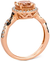 Le Vian Morganite (1-3/8 ct. t.w.) & Diamond (3/8 ct. t.w.) Halo Ring in 14k Rose Gold