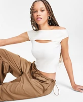 Bar Iii Women's Off-The-Shoulder Cutout Sweater Tank, Exclusively at Macy's