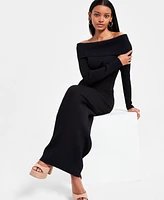 Bar Iii Women's Off-The-Shoulder Sweater Dress, Exclusively at Macy's