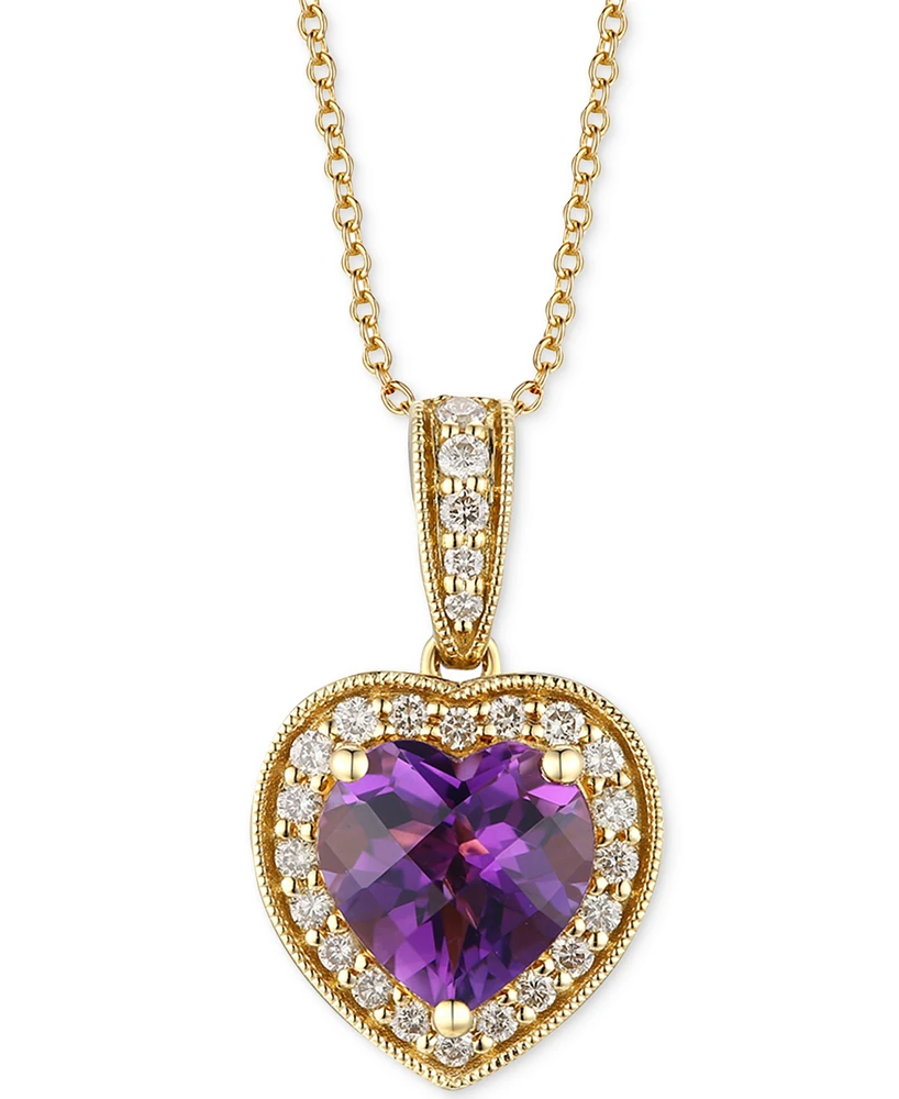 Le Vian Dark Amethyst (1-5/8 ct. t.w.) & Nude Diamond (1/4 ct. t.w.) Heart 20" Adjustable Pendant Necklace in 14k Yellow Gold