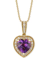 Le Vian Dark Amethyst (1-5/8 ct. t.w.) & Nude Diamond (1/4 ct. t.w.) Heart 20" Adjustable Pendant Necklace in 14k Yellow Gold