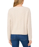 CeCe Women's Embellished Cable-Knit Pullover Sweater