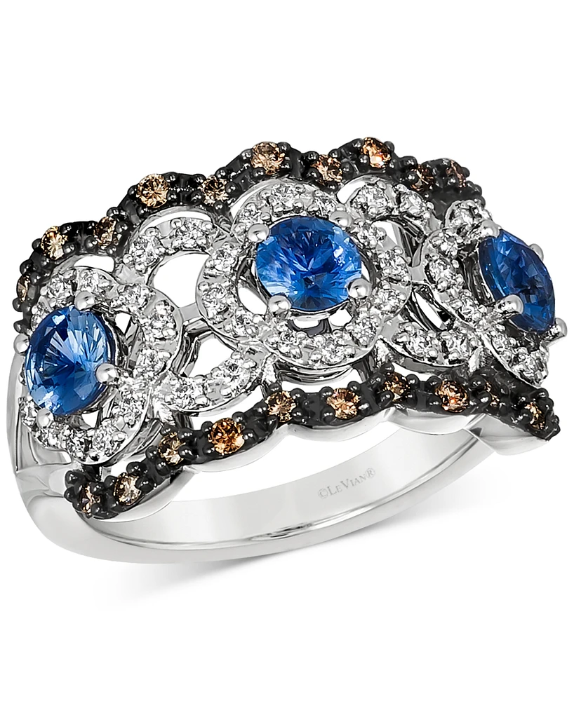 Le Vian Sapphire (1-1/20 ct. t.w.) & Diamond (1/2 ct. t.w.) Openwork Statement Ring in 14k White Gold