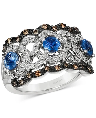 Le Vian Sapphire (1-1/20 ct. t.w.) & Diamond (1/2 ct. t.w.) Openwork Statement Ring in 14k White Gold