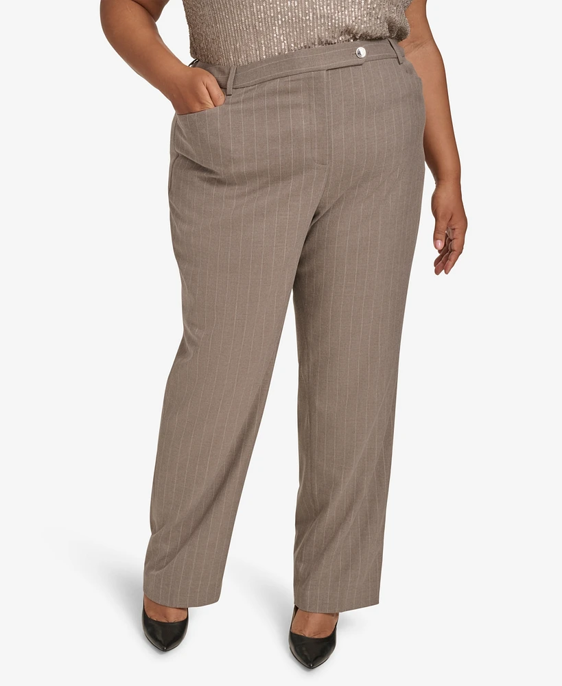 Calvin Klein Plus Pinstriped High-Waisted Pants