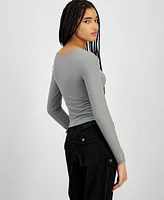 Hippie Rose Juniors' Soft Stretch Double-Layer Long-Sleeve Top