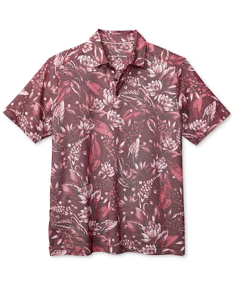 Tommy Bahama Men's Midnight Excursions Short Sleeve Jacquard Floral Print Polo Shirt