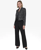 Karl Lagerfeld Paris Women's Tweed Windowpane Jacket