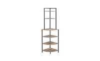 Slickblue 6-Tier Corner Open Shelf Modern Bookcase - Wood Rack Shelving Unit for Home and Office