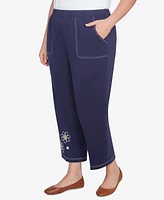 Alfred Dunner Plus Size Block Island French Terry Daisy Ankle Pants