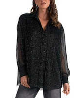 Elan Women's Chiffon Metallic-Threaded Blouse