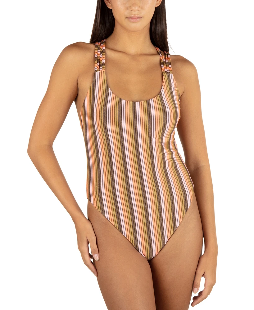 Hurley Juniors' Sunset Stripe Crossback One-Piece Swimsuit