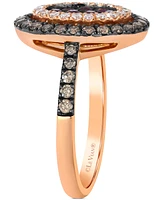 Le Vian Chocolatier Passion Ruby (1/4 ct. t.w.) & Diamond (5/8 ct. t.w.) Halo Cluster Oval Statement Ring in 14k Rose Gold