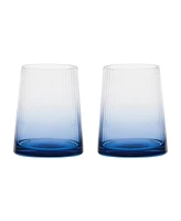 Anton Studio Designs Empire Blue Double Old Fashioned Tumblers, Set of 2