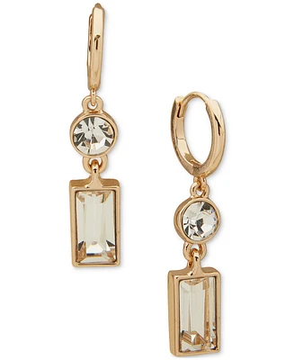 Karl Lagerfeld Paris Crystal Mixed Cut Double Stone Drop Earrings