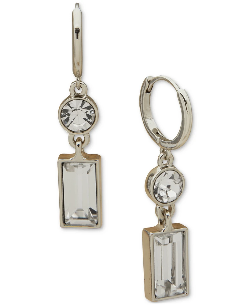 Karl Lagerfeld Paris Crystal Mixed Cut Double Stone Drop Earrings