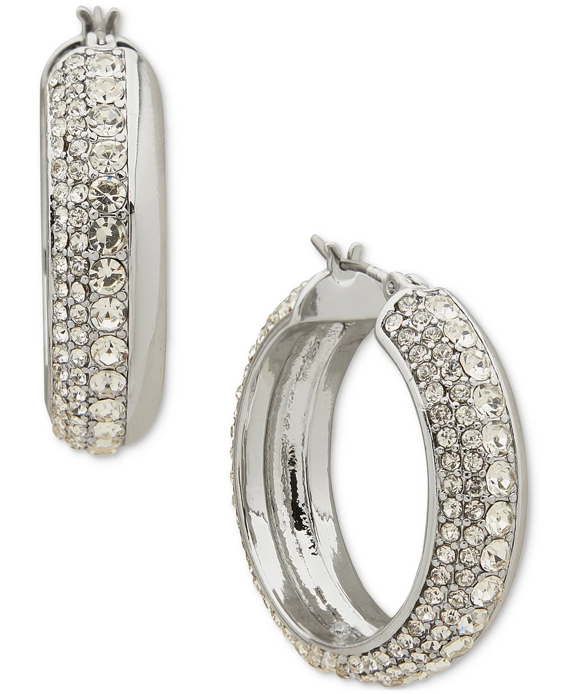 Karl Lagerfeld Paris Pave Small Hoop Earrings, 0.85"