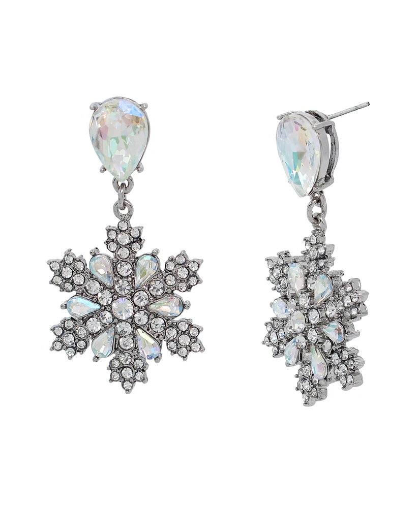 Betsey Johnson Faux Stone Snowflake Gem Drop Earrings