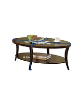 Streamdale Furniture Espresso Oval Coffee Table with Shelf