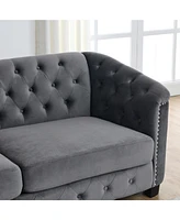 Streamdale Furniture 3-seater + 3-seater Combination sofa.Velvet Grey