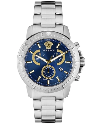 Versace Men's Swiss Chronograph Stainless Steel Bracelet Watch 45mm